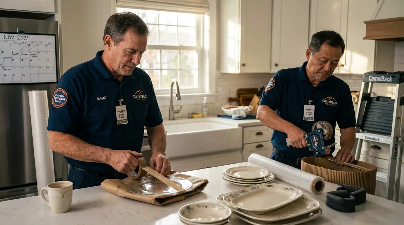 Professional crew packing kitchen dishware in Farmington, AR
